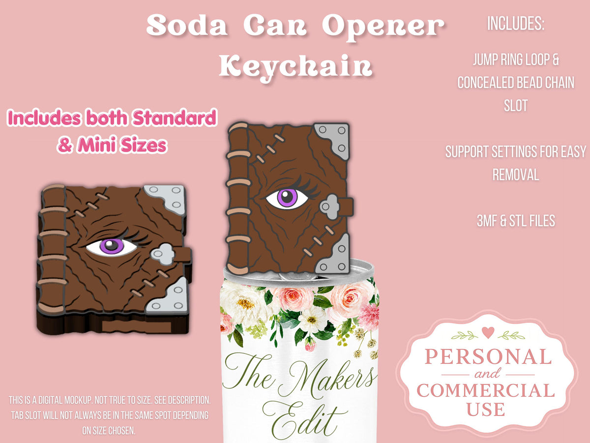 Soda Can Tab Opener Keychain 3D Printer File | Book of Divination STL 3MF