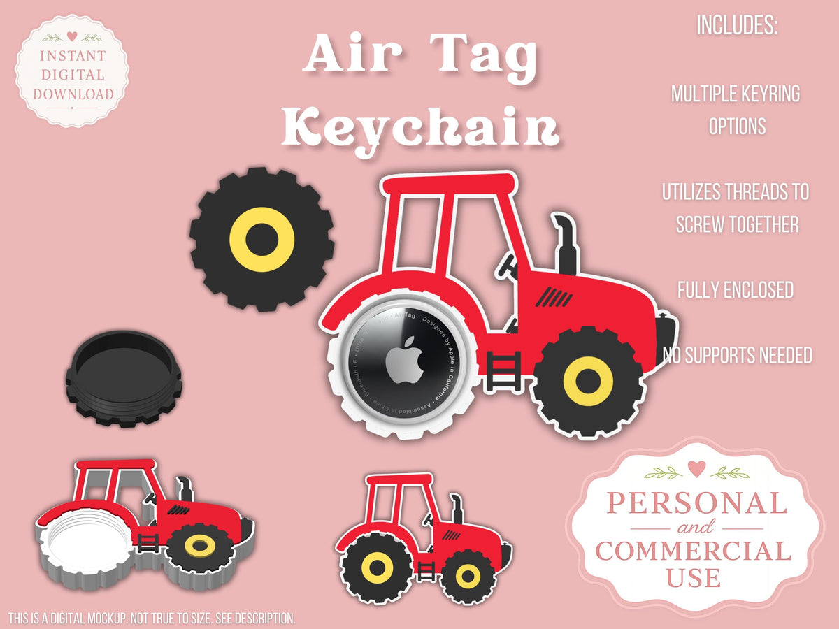 AirTag Holder Keychain 3D Print Files
