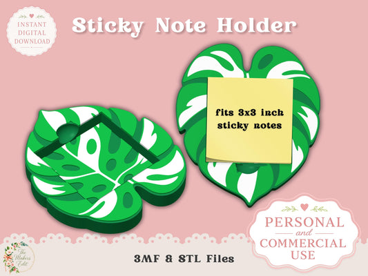 Variegated Monstera - Sticky Note Holder - Digital File