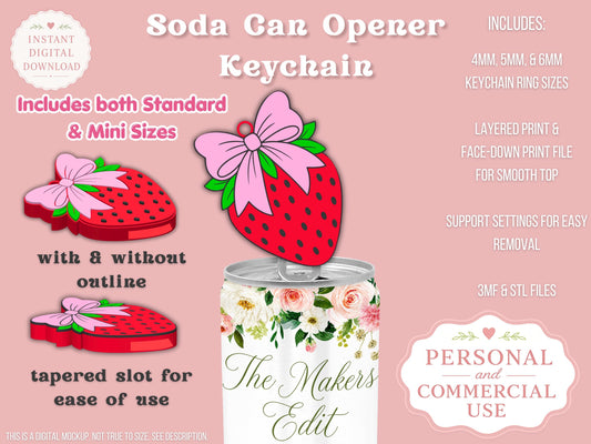 Strawberry Coquette Bow - Can Tab Opener - Digital File