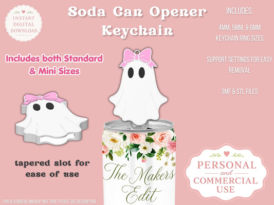 Ghost with Bow - Can Tab Opener - Digital File