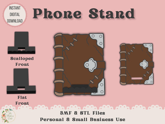 Phone Stand 3D Printer File | Spooky Book STL 3MF