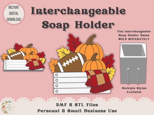 Soap Holder - Interchangeable Top 3D Printer File | Fall and Football Crate STL 3MF