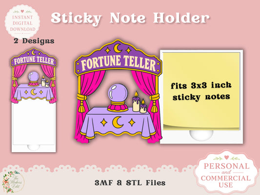 Sticky Note Holder 3D Printer File | Fortune Teller Booth STL 3MF